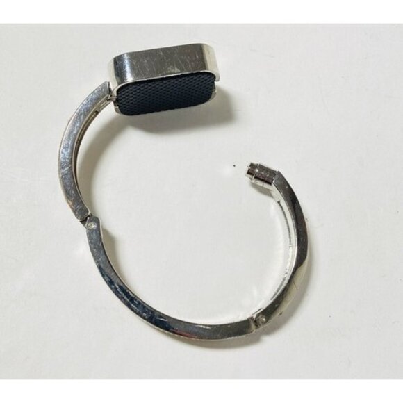 Y2K Statement Bracelet Silver-tone Rectangle Pink White Paisley Floral Butterfly - Picture 6 of 10